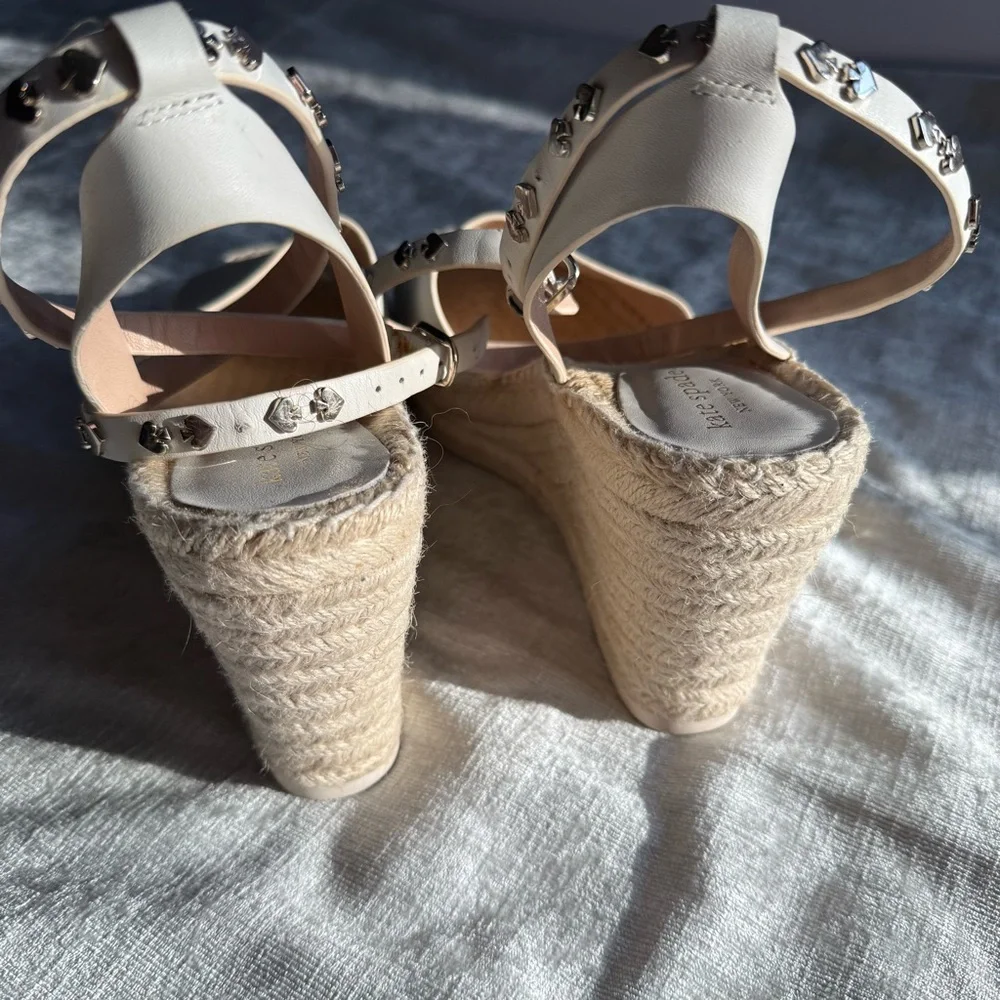 Kate Spade Cream Espadrille Shoes with Suede Finish (9.5)